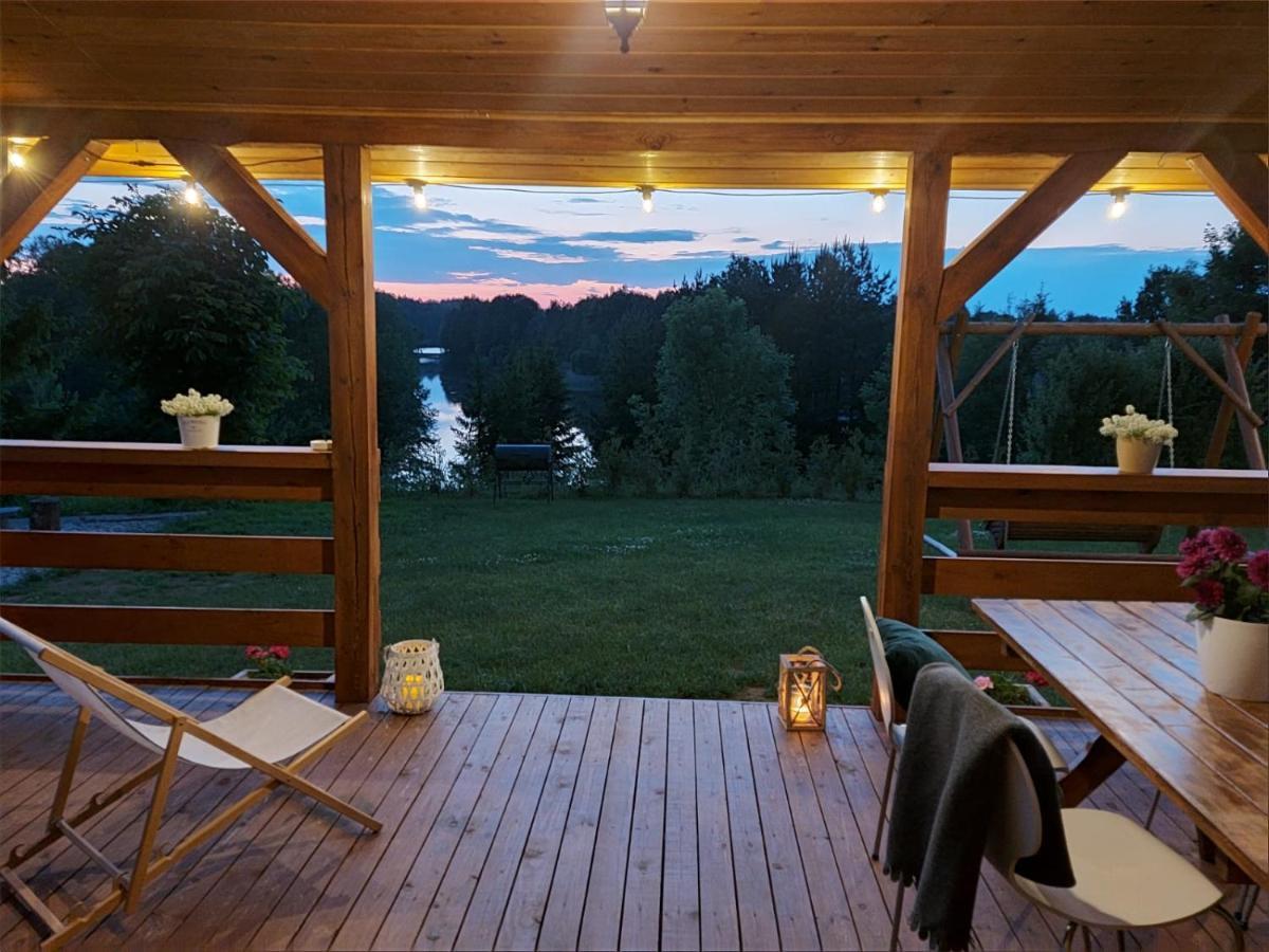 Domek Z Kominkiem Nad Jeziorem Z Jacuzzi Ogrodowym Sumowo  Exteriör bild